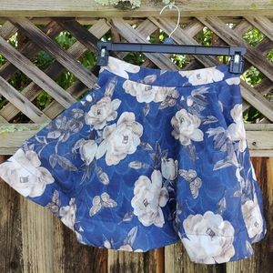 Luxxel Floral Navy A-line Skirt